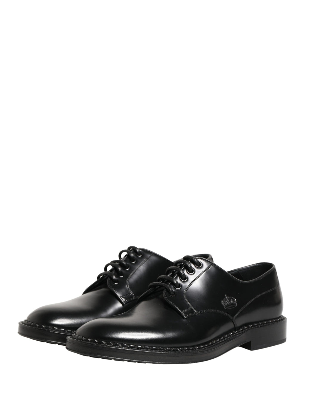 Dolce & Gabbana Men Black Lace-Up Leather Crown Dress Derby Shoes