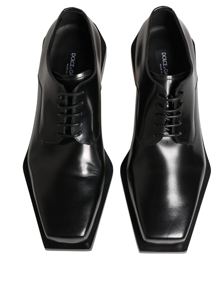 Dolce & Gabbana Black Matte Lace-Up Leather Dress Derby Shoes