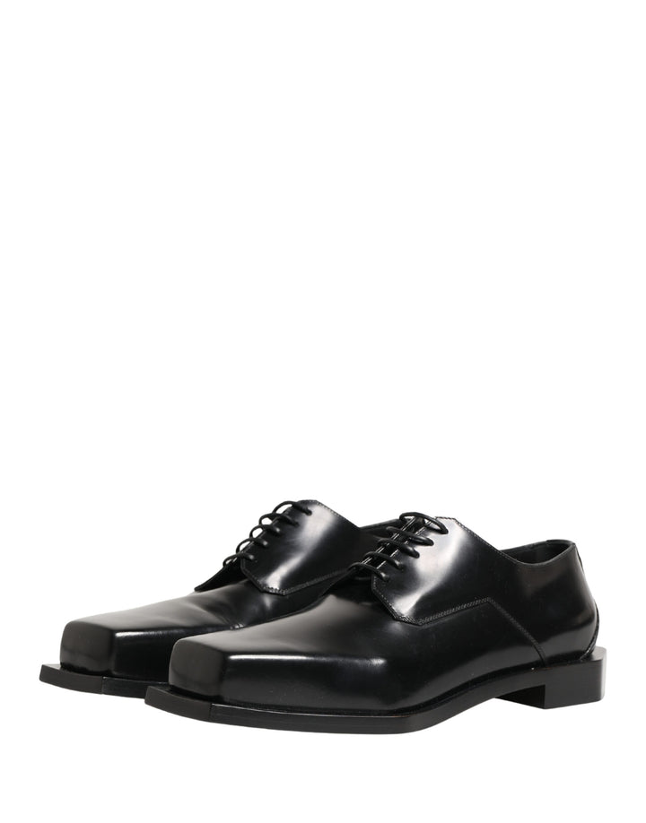 Dolce & Gabbana Black Matte Lace-Up Leather Dress Derby Shoes