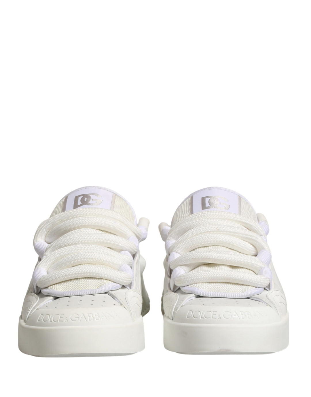 Dolce & Gabbana White Calfskin Leather Low Top Sneakers Shoes