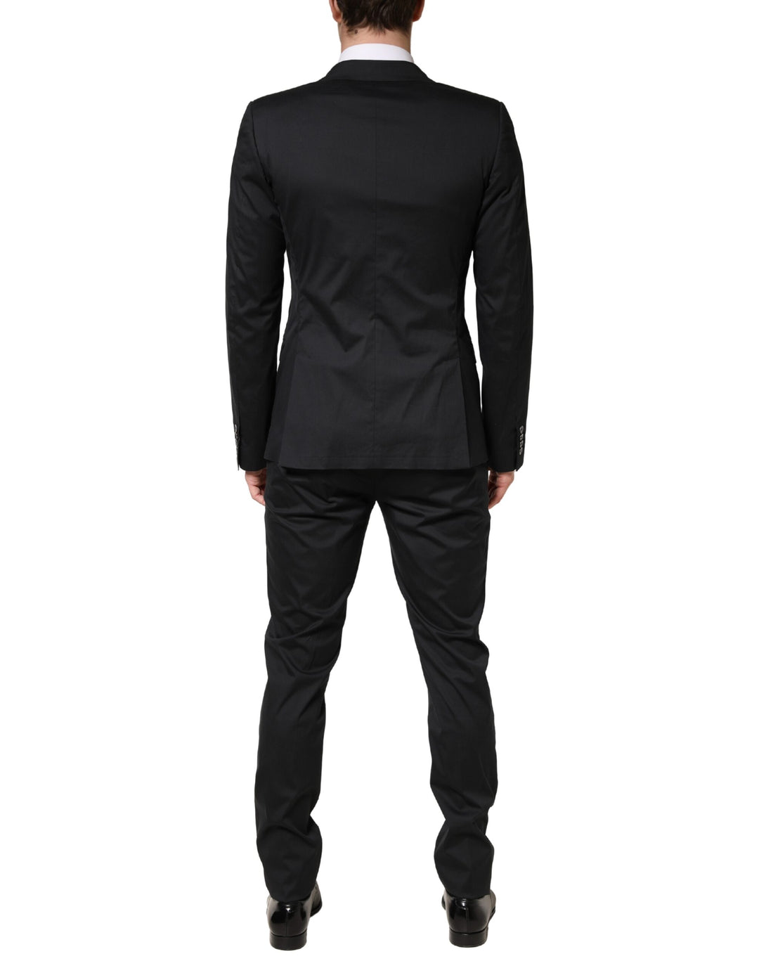 Dolce & Gabbana Black Cotton Single Breasted 2 Piece Suit