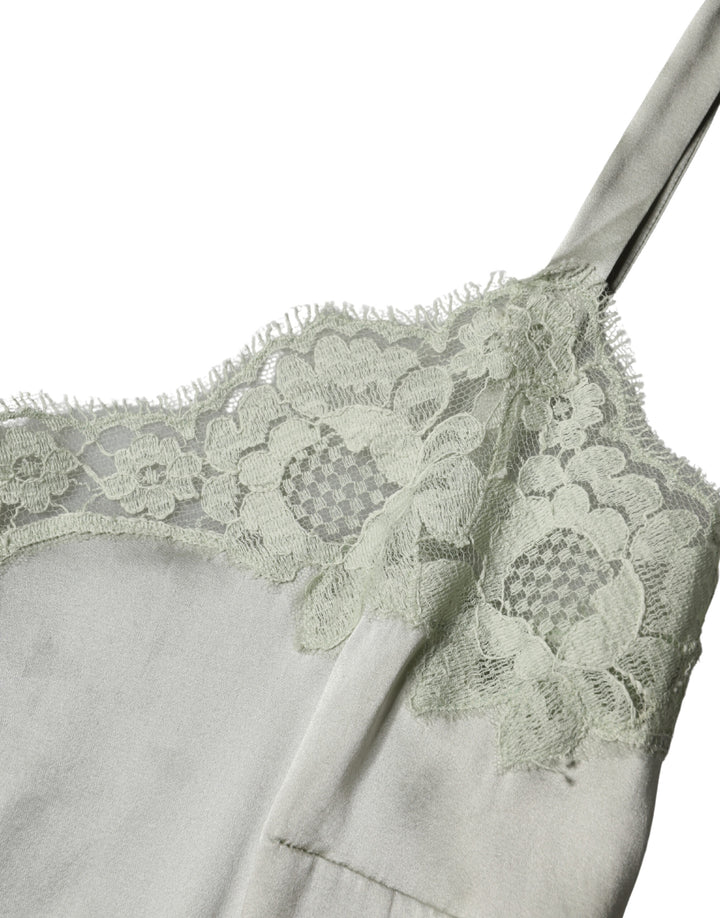 Dolce & Gabbana Light Green Floral Lace Lingerie Top Underwear