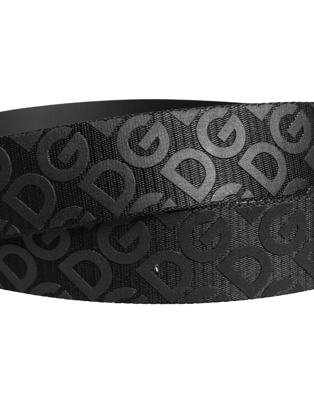 Dolce & Gabbana Black Logo Monogram Silver Metal Buckle Belt