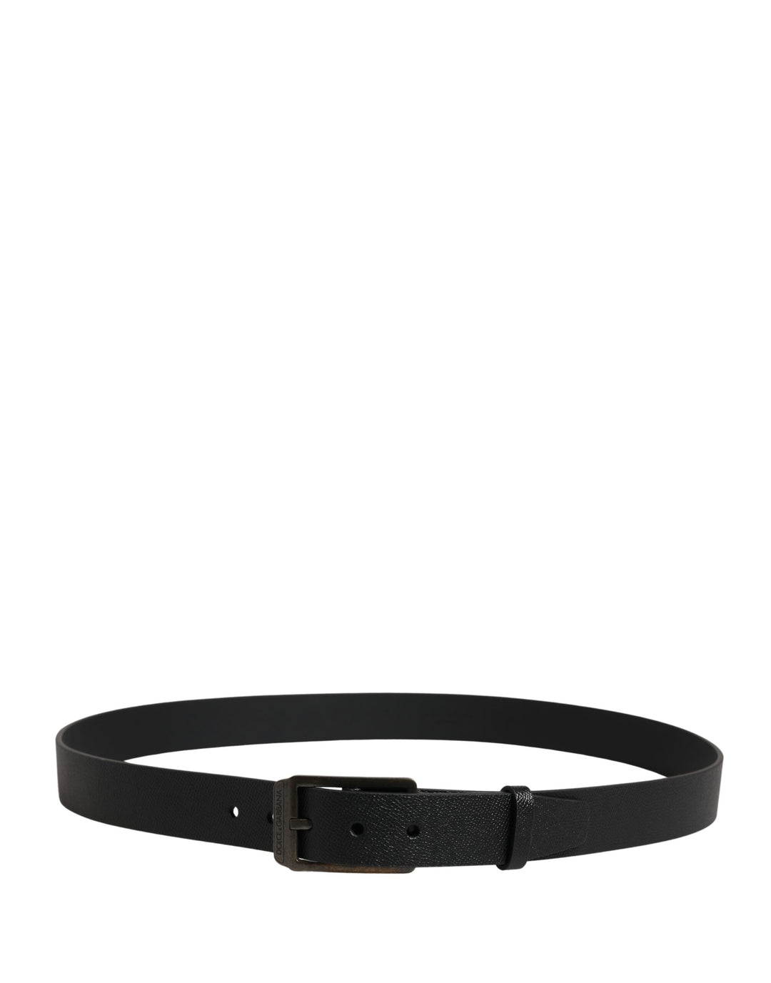 Dolce & Gabbana Black Calf Leather Gold Metal Buckle  Belt