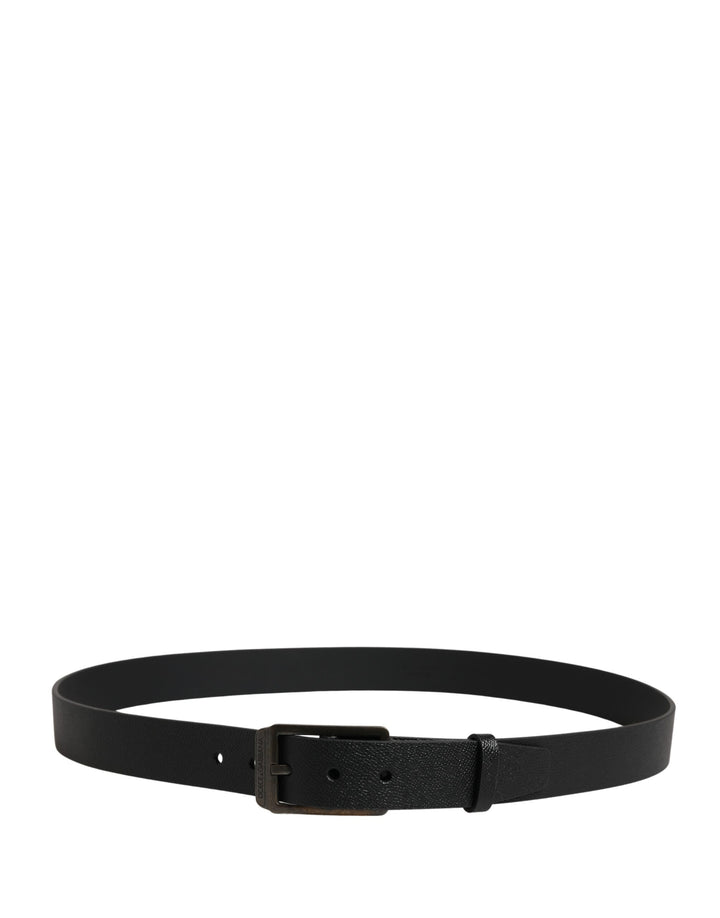 Dolce & Gabbana Black Calf Leather Gold Metal Buckle  Belt