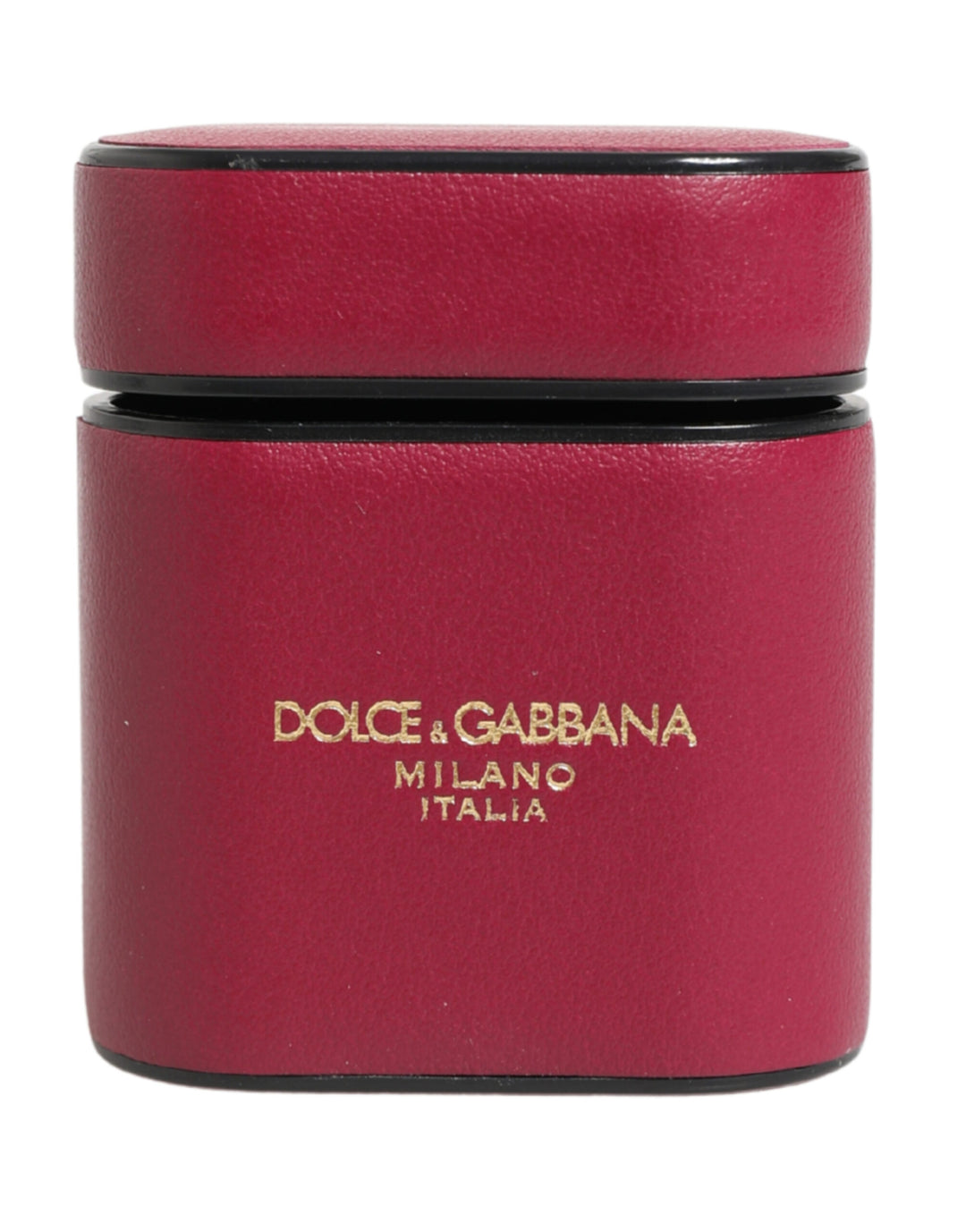 Dolce & Gabbana Pink Calf Leather Logo Print Flip Holder Airpods Case