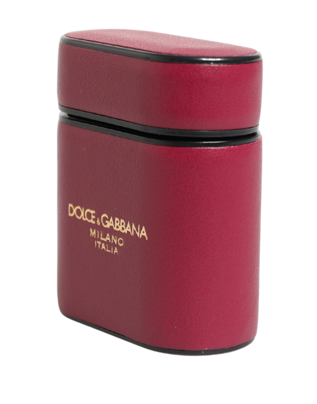 Dolce & Gabbana Pink Calf Leather Logo Print Flip Holder Airpods Case