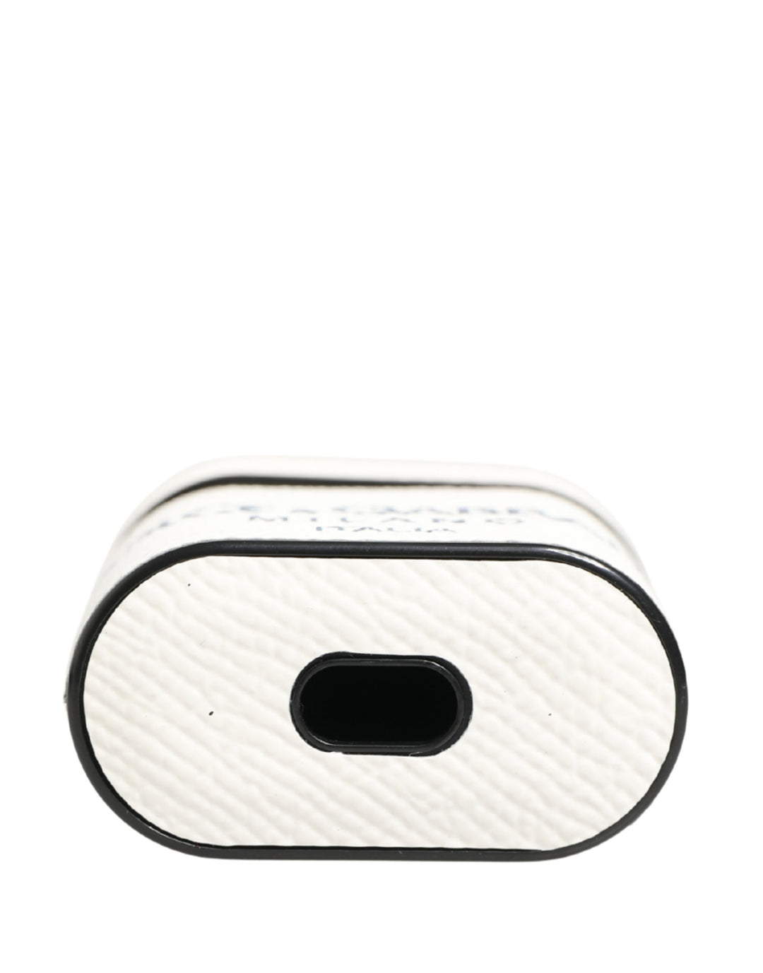 Dolce & Gabbana White Calf Leather Logo Flip Holder Strap Airpods Case