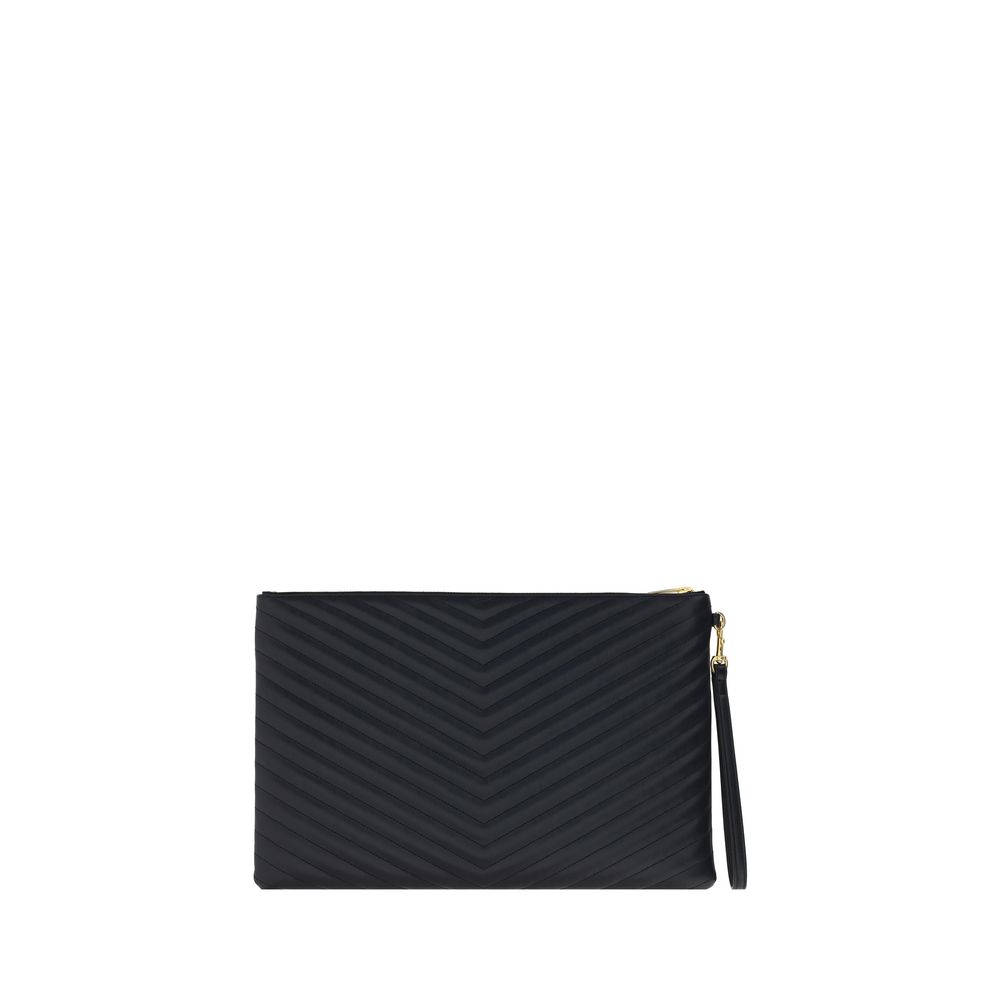 Saint Laurent Black Calf Leather Bos Taurus Clutch Bag