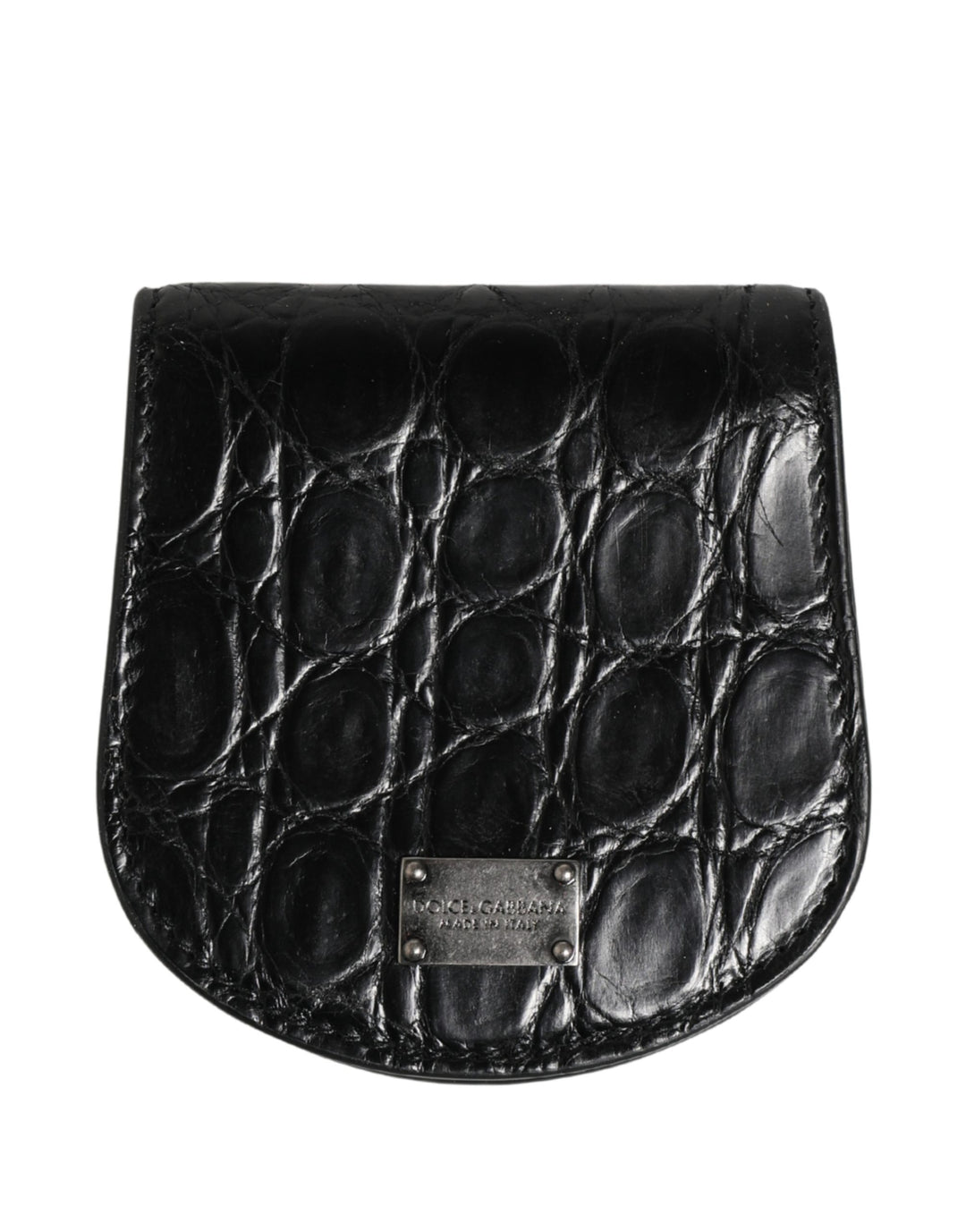 Dolce & Gabbana Black Exotic Skin Condom Case Holder Pocket Wallet