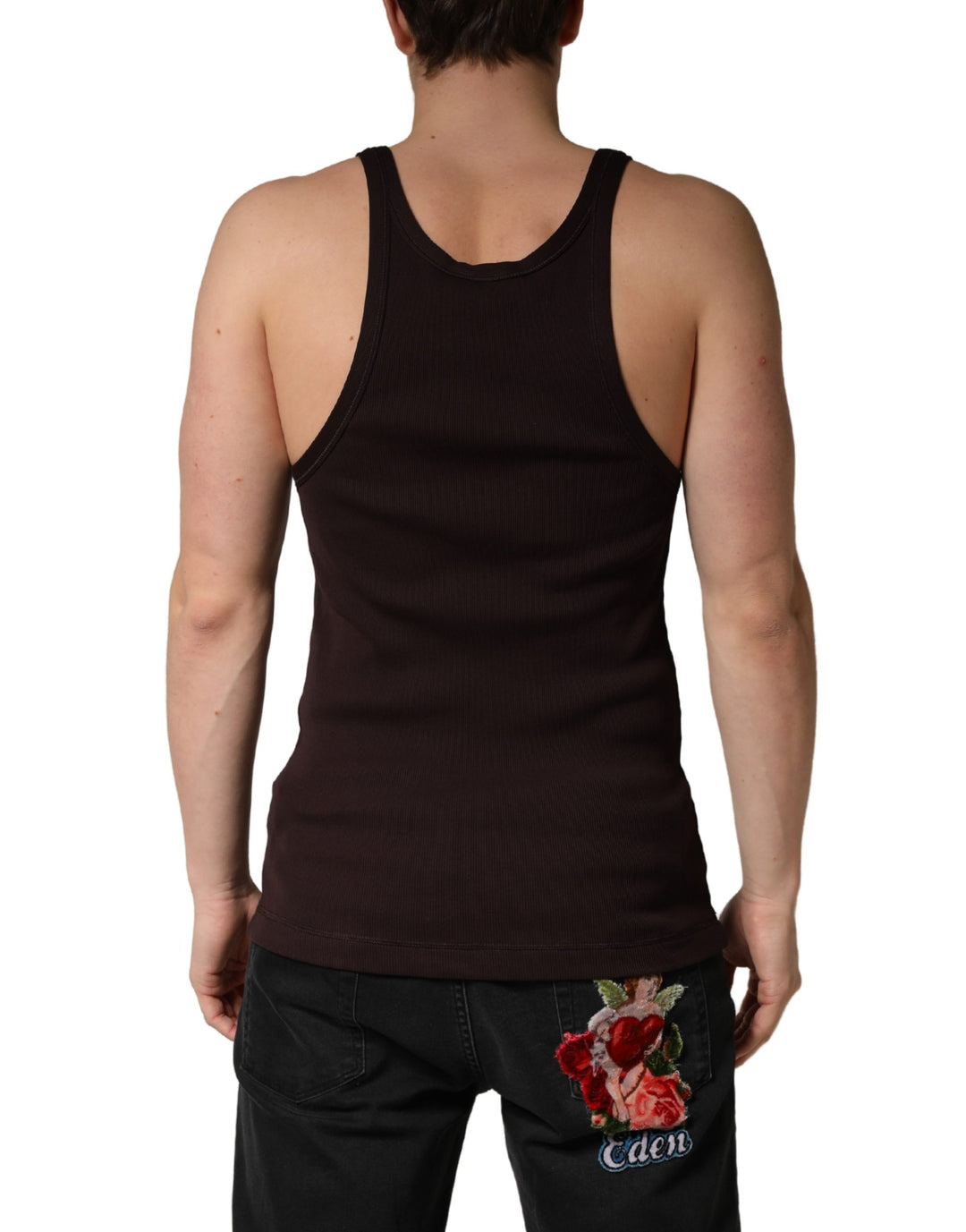 Dolce & Gabbana Brown Sleeveless Round Neck Tank Top T-shirt