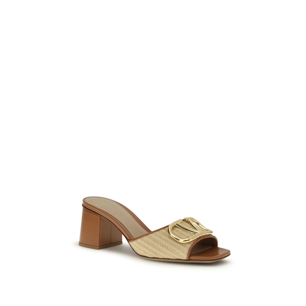 Valentino Garavani Beige Calf Leather Bos Taurus Platform Sandals