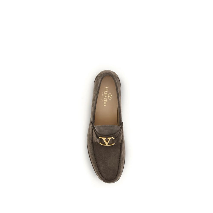 Valentino Garavani Brown Calf Leather Bos Taurus Slip-On Loafers