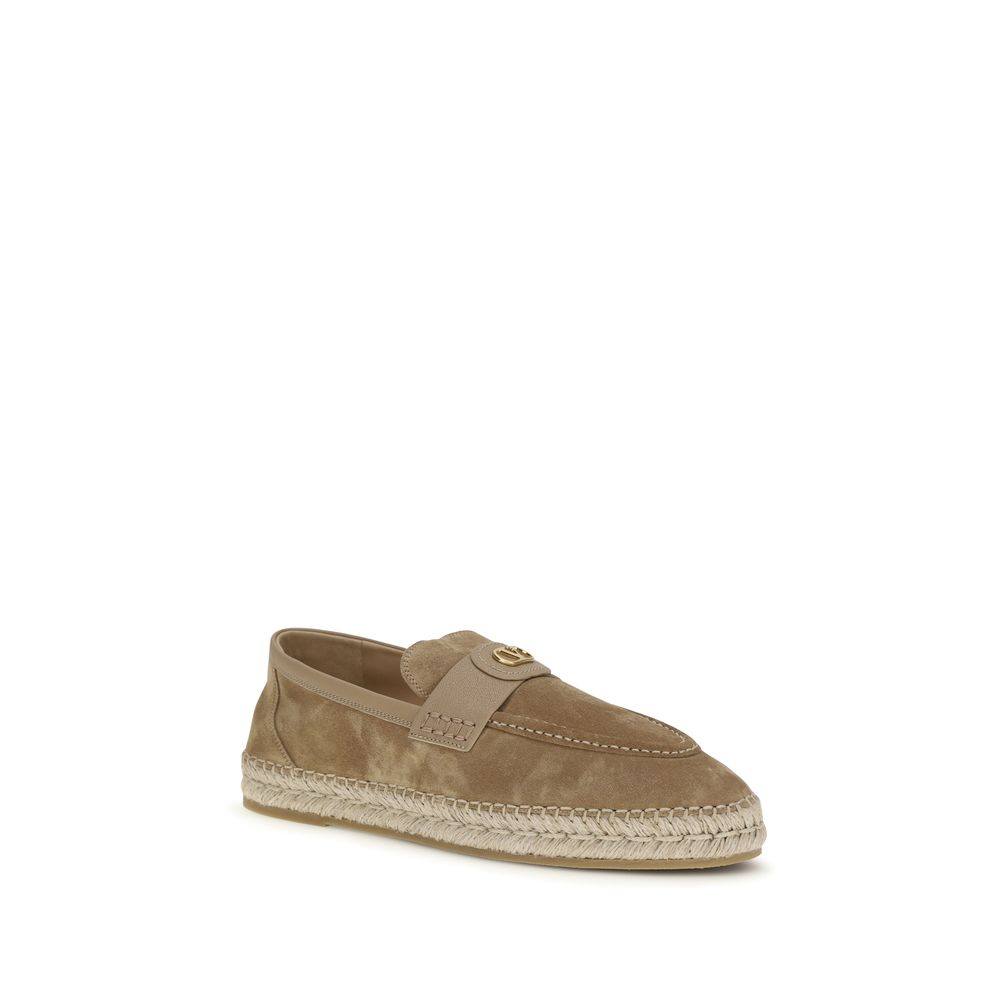Valentino Garavani Beige Calf Leather Bos Taurus Espadrilles