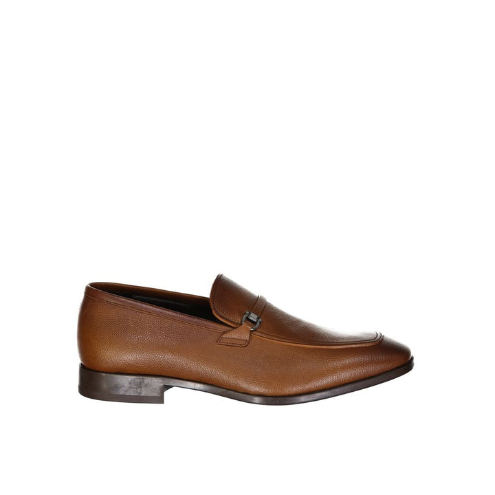 Salvatore Ferragamo Brown Leather Slip-On Loafers