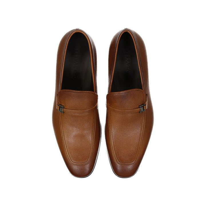 Salvatore Ferragamo Brown Leather Slip-On Loafers
