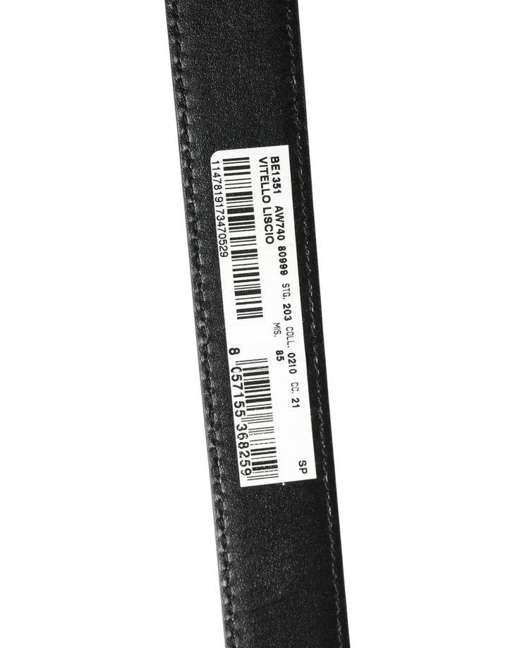 Dolce & Gabbana Men Black Classic Leather Metal Buckle Belt