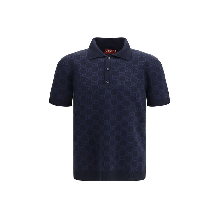 Gucci Blue Silk Polo Shirt