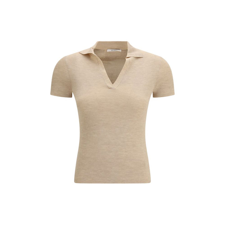 Max Mara Beige Fleece Wool Polo Shirt