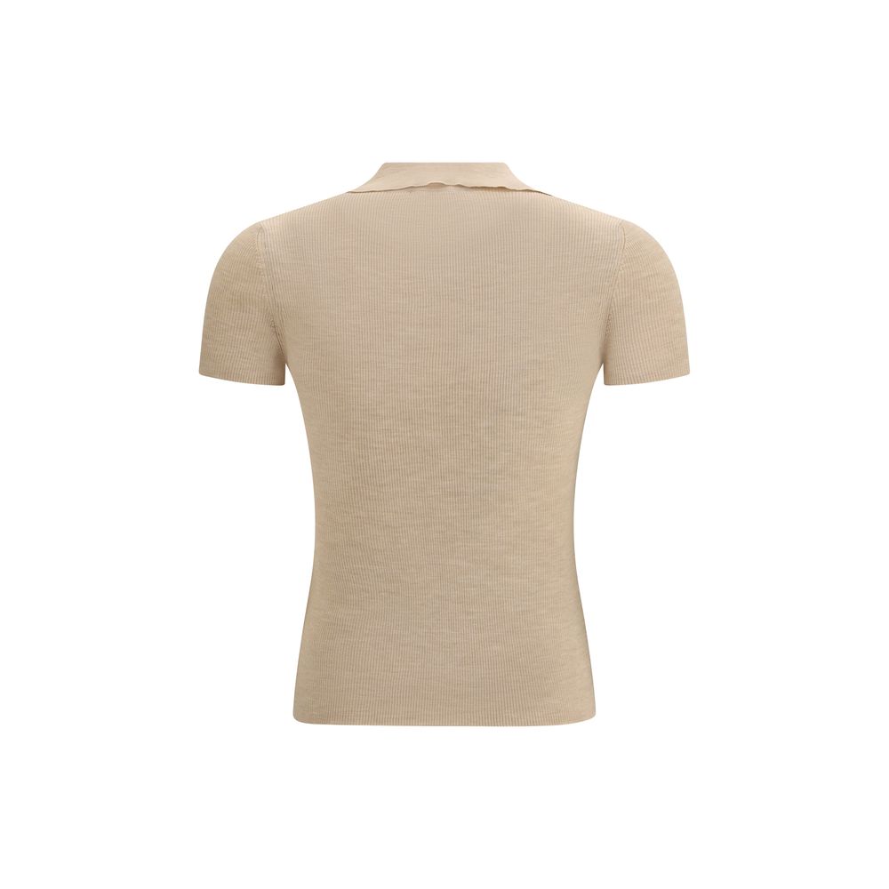 Max Mara Beige Fleece Wool Polo Shirt