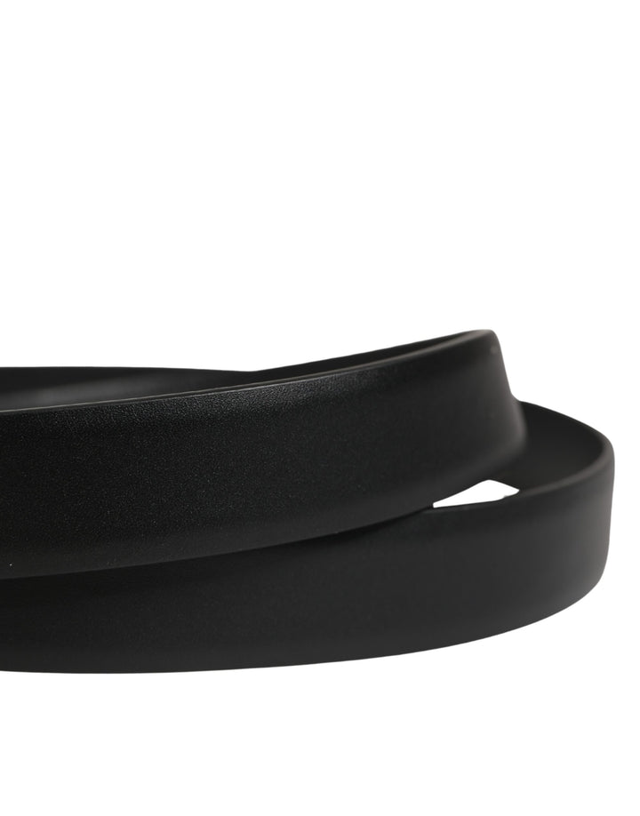 Dolce & Gabbana Men Black Classic Leather Metal Buckle Belt