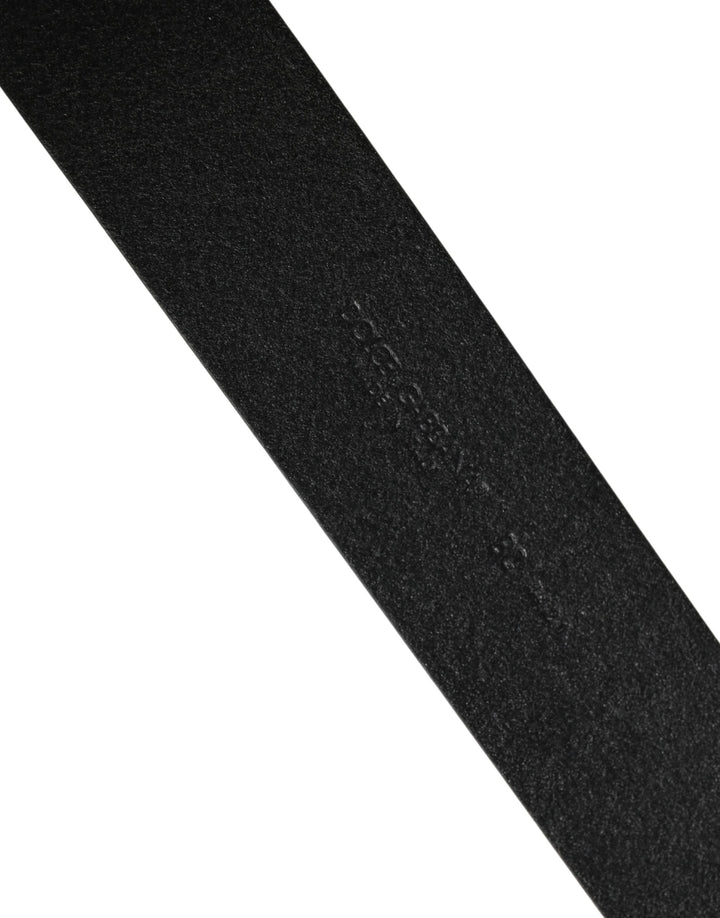 Dolce & Gabbana Men Black Classic Leather Metal Buckle Belt