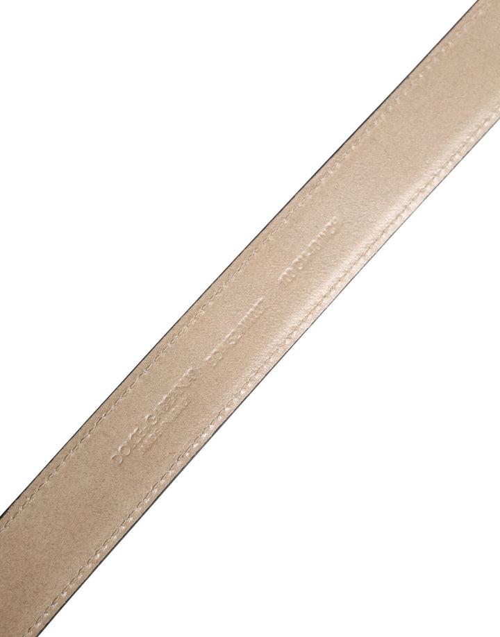 Dolce & Gabbana Men Beige Woven Leather Metal Buckle Belt