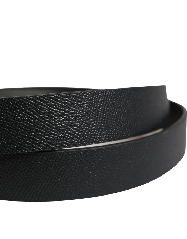 Dolce & Gabbana Men Black Calfskin Leather Square Buckle Belt