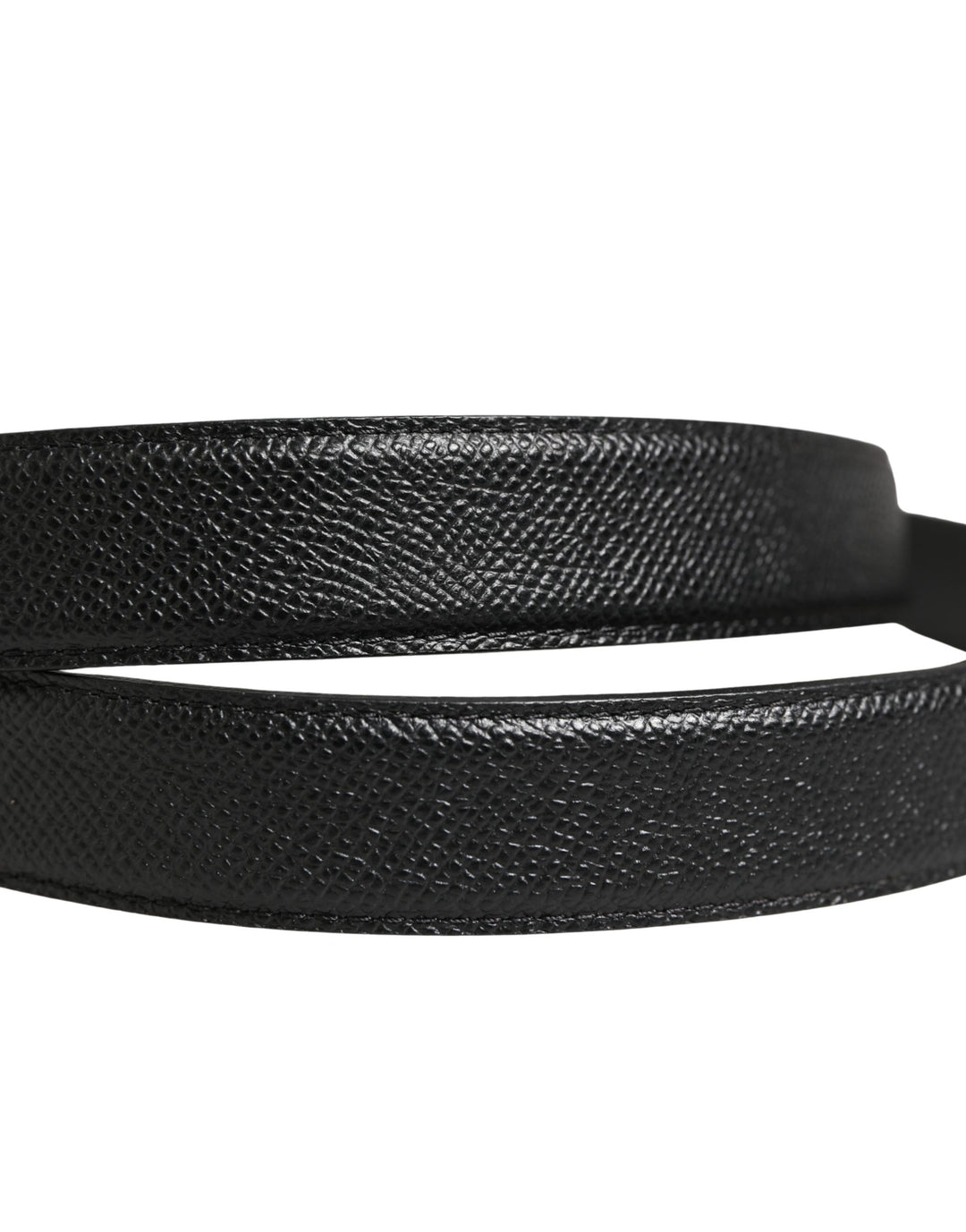 Dolce & Gabbana Men Black Calf Leather Logo Metal Buckle Belt