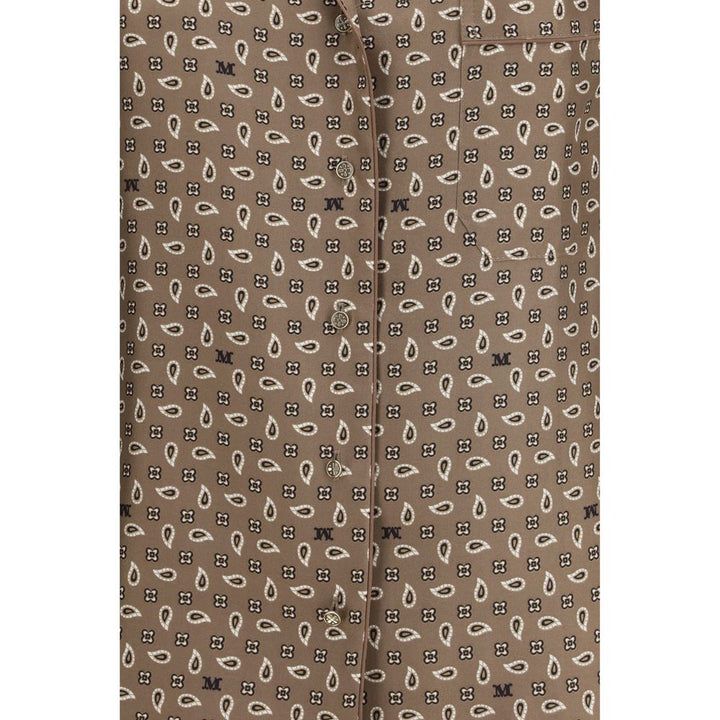 Max Mara Brown Silk Pattern Shirt