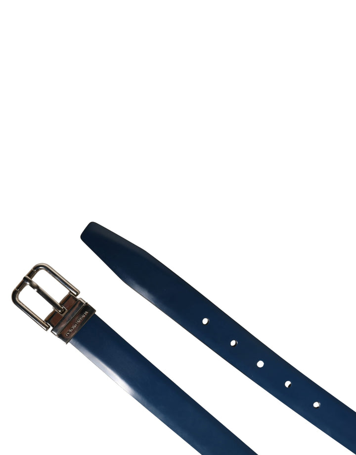 Dolce & Gabbana Men Blue Classic Leather Metal Buckle Belt