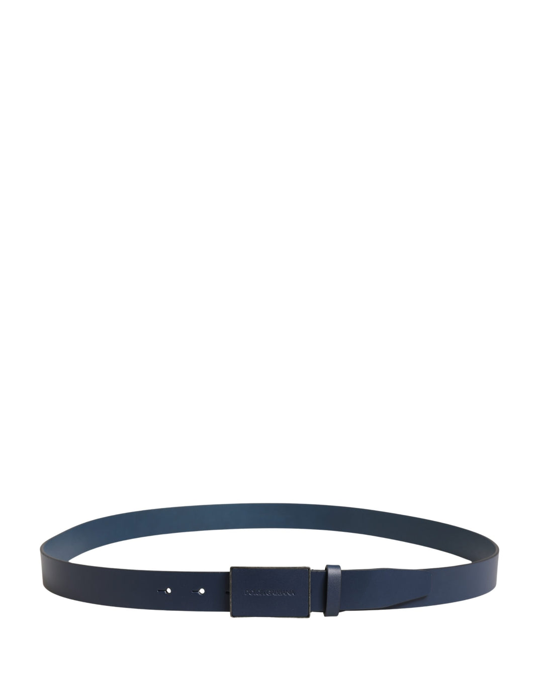 Dolce & Gabbana Men Blue Calf Leather Logo Metal Buckle Belt