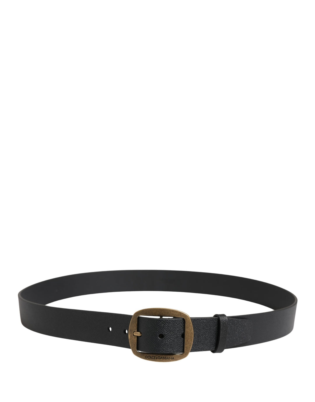 Dolce & Gabbana Men Black Classic Leather Metal Buckle Belt