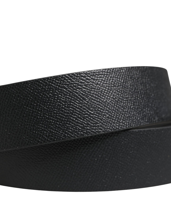 Dolce & Gabbana Men Black Classic Leather Metal Buckle Belt