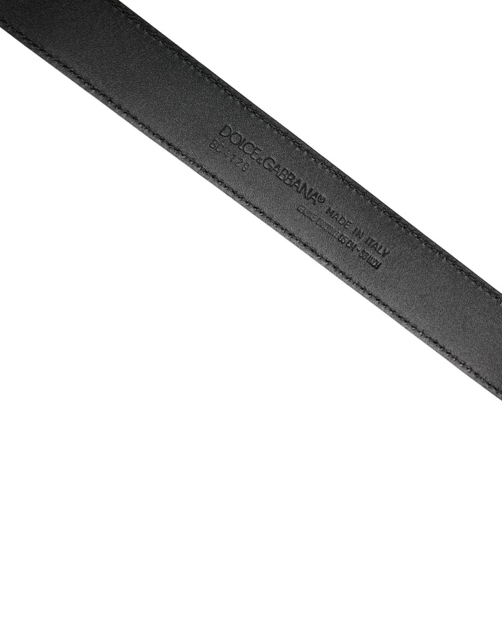 Dolce & Gabbana Men Black Exotic Leather Logo Buckle Belt