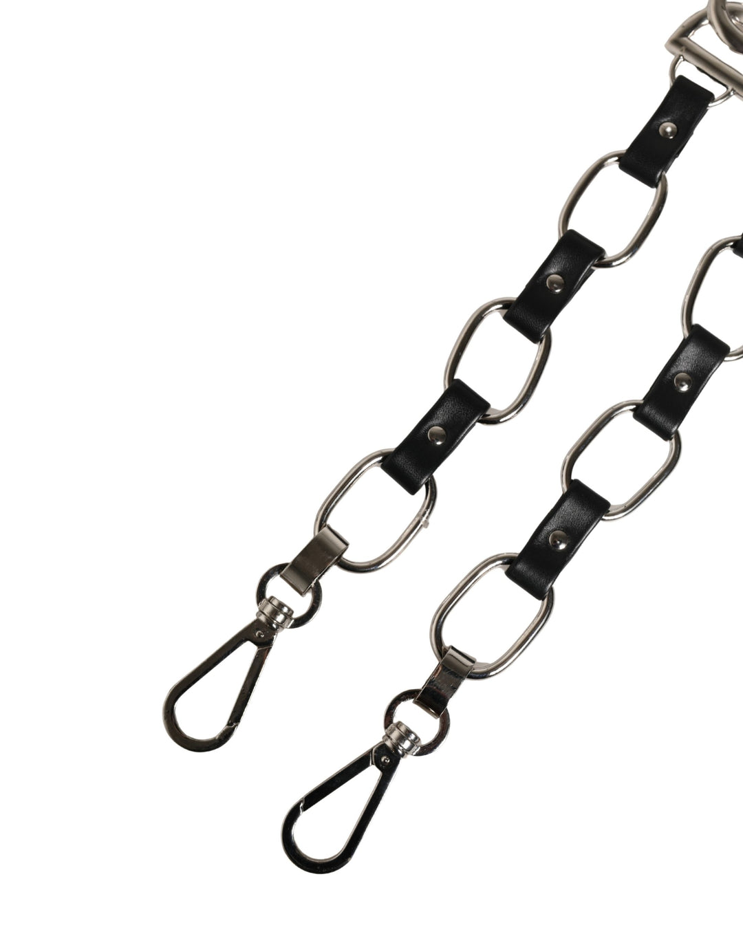 Dolce & Gabbana Black Leather Silver Chain Bag Accessory Shoulder Strap