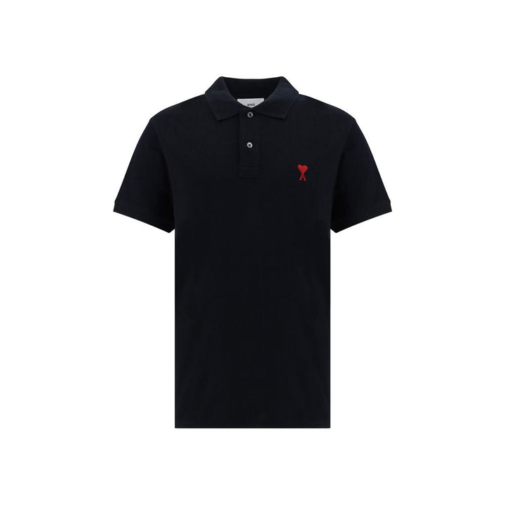 Ami Paris Black Cotton Polo Shirt