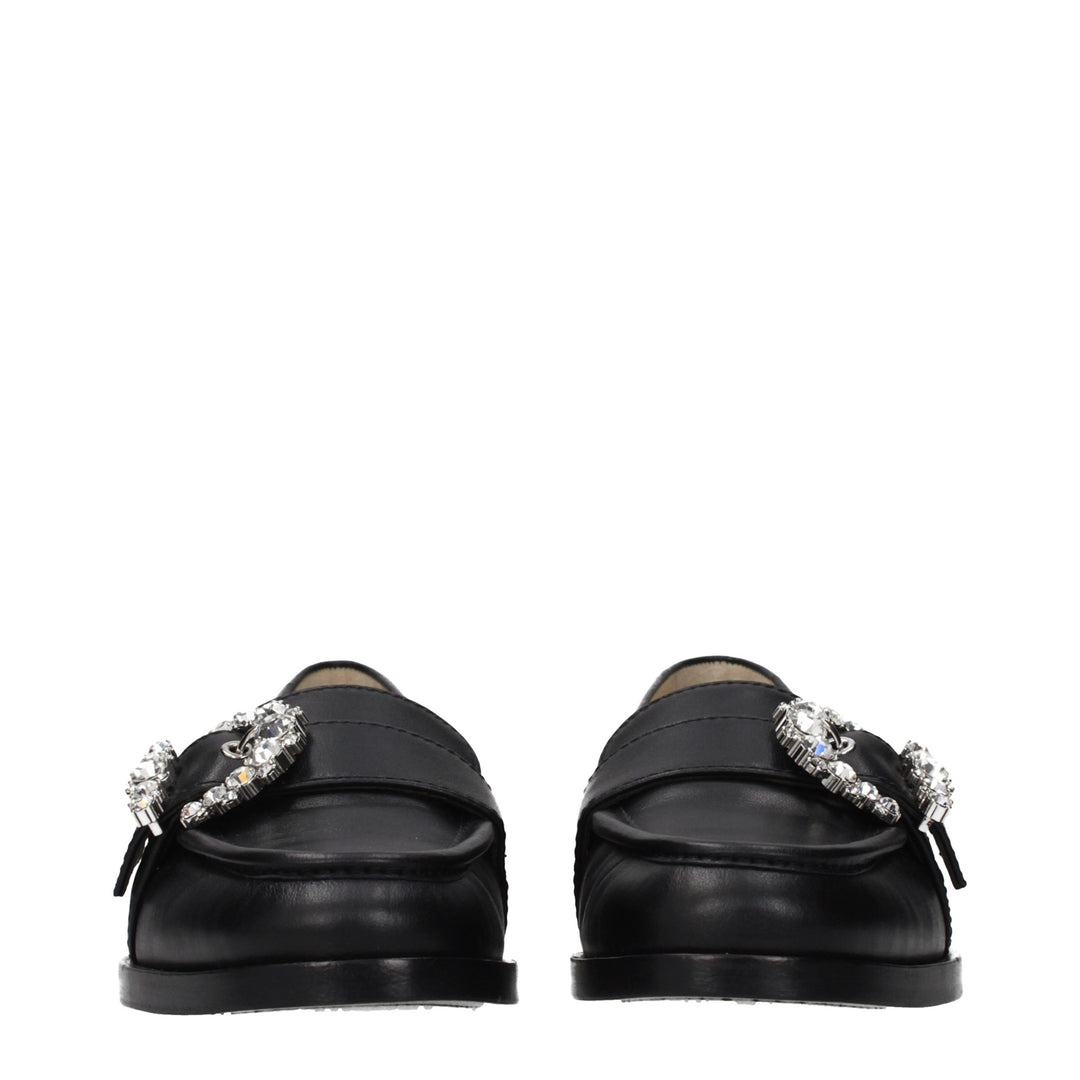 Jimmy Choo Black Leather Slip-On Loafers