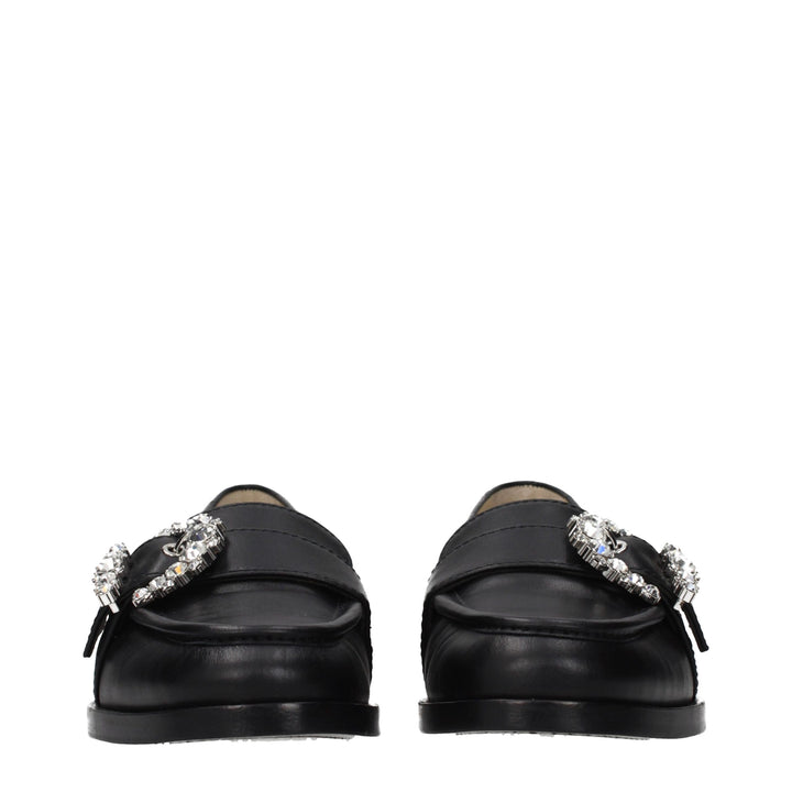 Jimmy Choo Black Leather Slip-On Loafers