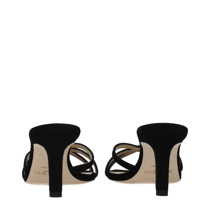 Jimmy Choo Black Leather Stiletto Heel Sandals
