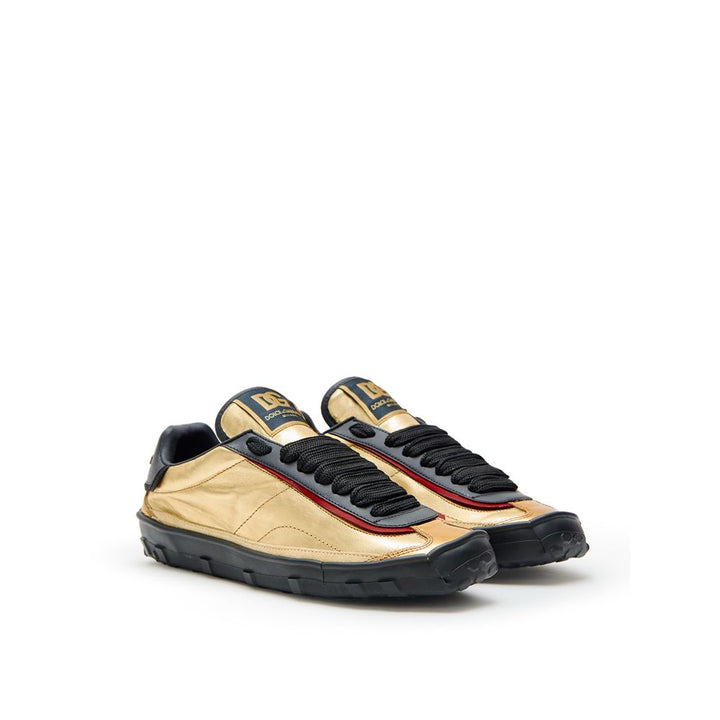 Dolce & Gabbana Gold Leather Low Top Sneakers