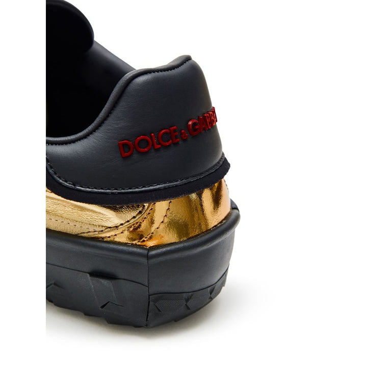 Dolce & Gabbana Gold Leather Low Top Sneakers