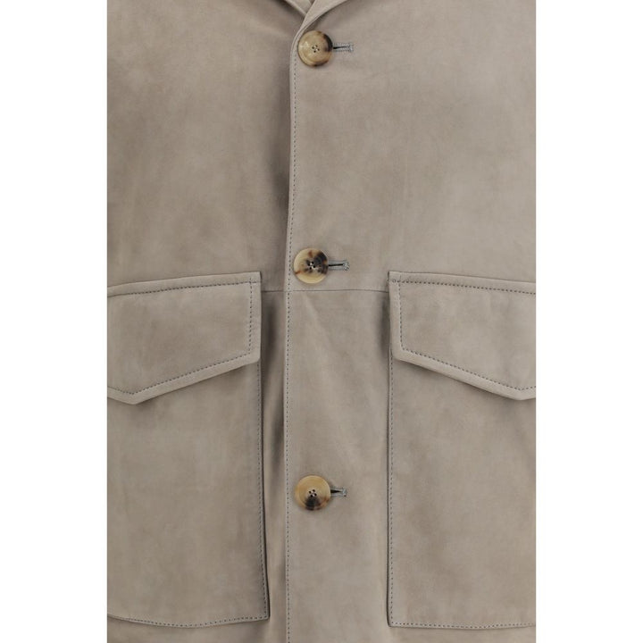Brunello Cucinelli Bicolor Calf Leather Bos Taurus Coat