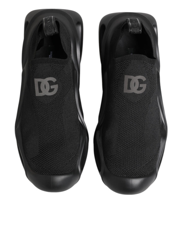 Dolce & Gabbana Black Slip On Wave Low Top Sneakers Shoes
