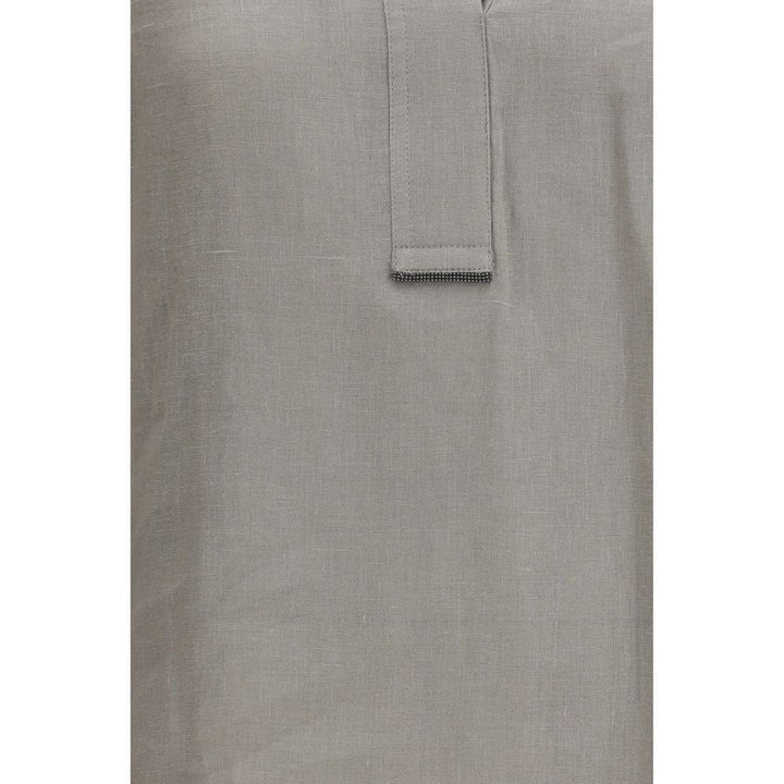 Brunello Cucinelli Bicolor Linen Blouse