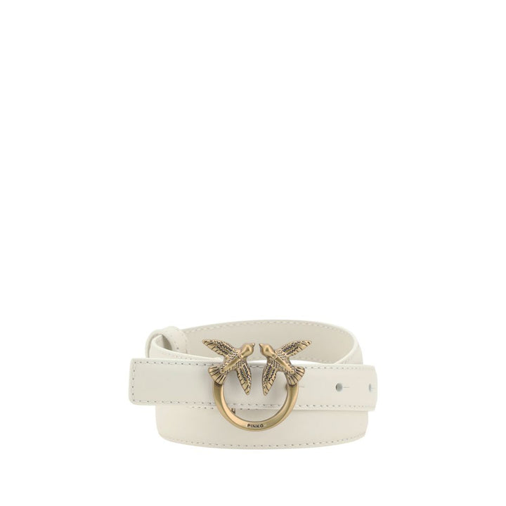 PINKO White Calf Leather Bos Taurus Regular Belt