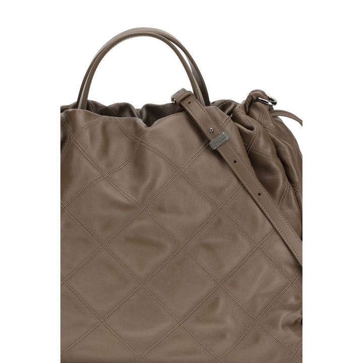 Brunello Cucinelli Gray Calf Leather Bos Taurus Handbag