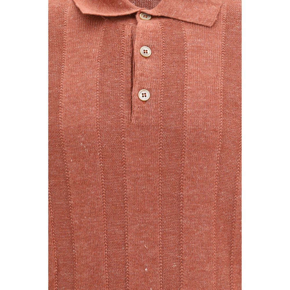 Brunello Cucinelli Orange Cotton Polo Shirt