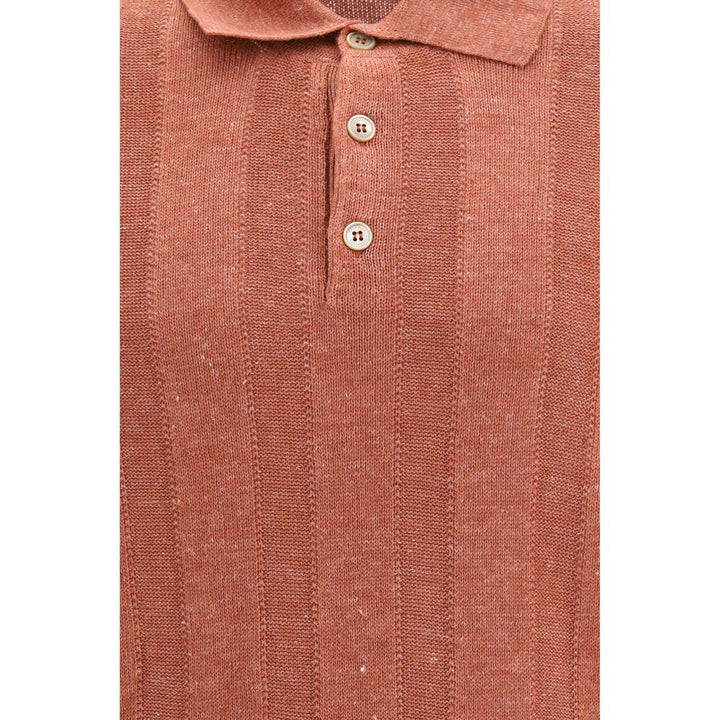 Brunello Cucinelli Orange Cotton Polo Shirt
