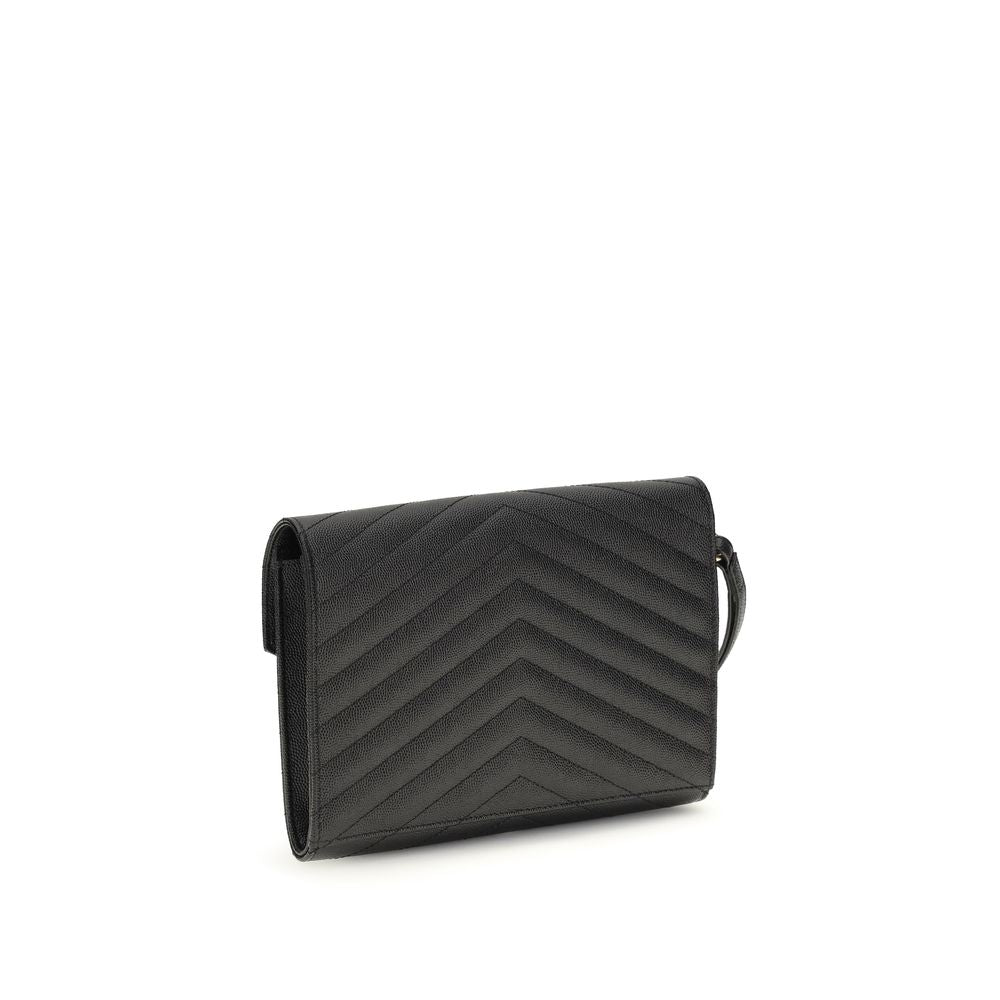 Saint Laurent Black Calf Leather Bos Taurus Clutch Bag